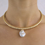 The Golden Choker with Detachable Baroque Pearl