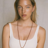 The Long Beaded Necklace | Red Jasper & Clear Quartz