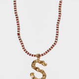 The Long Beaded Necklace | Red Jasper & Clear Quartz