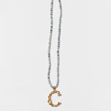 The Long Beaded Necklace | White Jade & Blue Aventurine