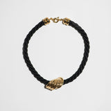 The Black Cord Necklace with Golden Center-piece