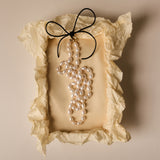 The Double Pearl Necklace Leather Bow